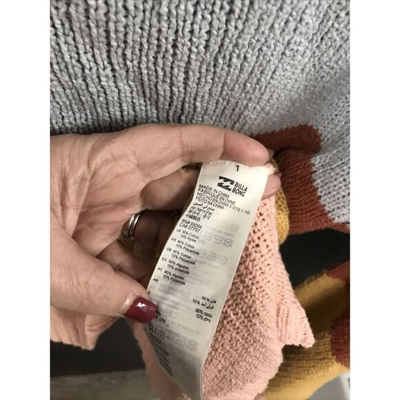 Billabong Sweater Women L Multi Striped Knit Long Sleeve Round Neck Pullover - Picture 8 of 12